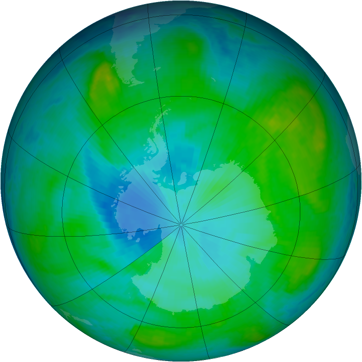 Antarctic ozone map for 18 January 2003